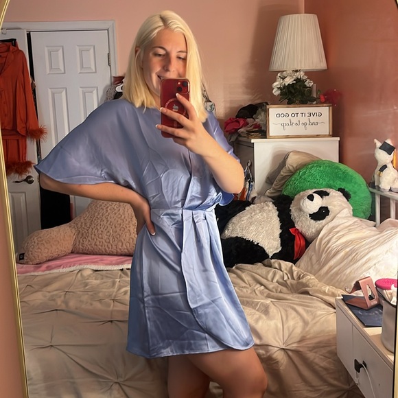 H&M Periwinkle Satin Wrap Dress - Picture 3 of 9